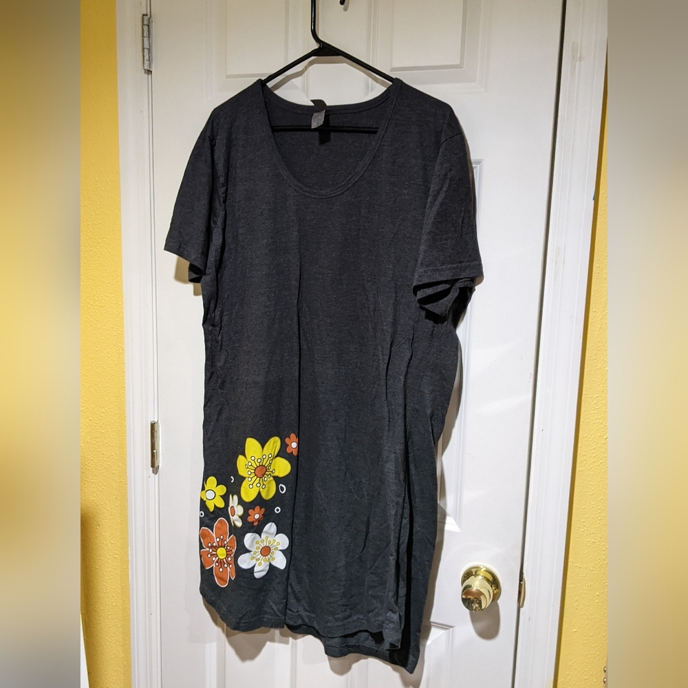 Instant message 3x dress floral retro grey yellow